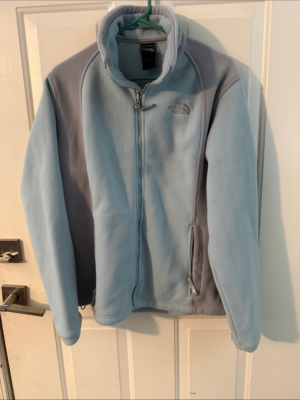 The North Face Light Blue and Gray Full-Zip Fleece Jacket